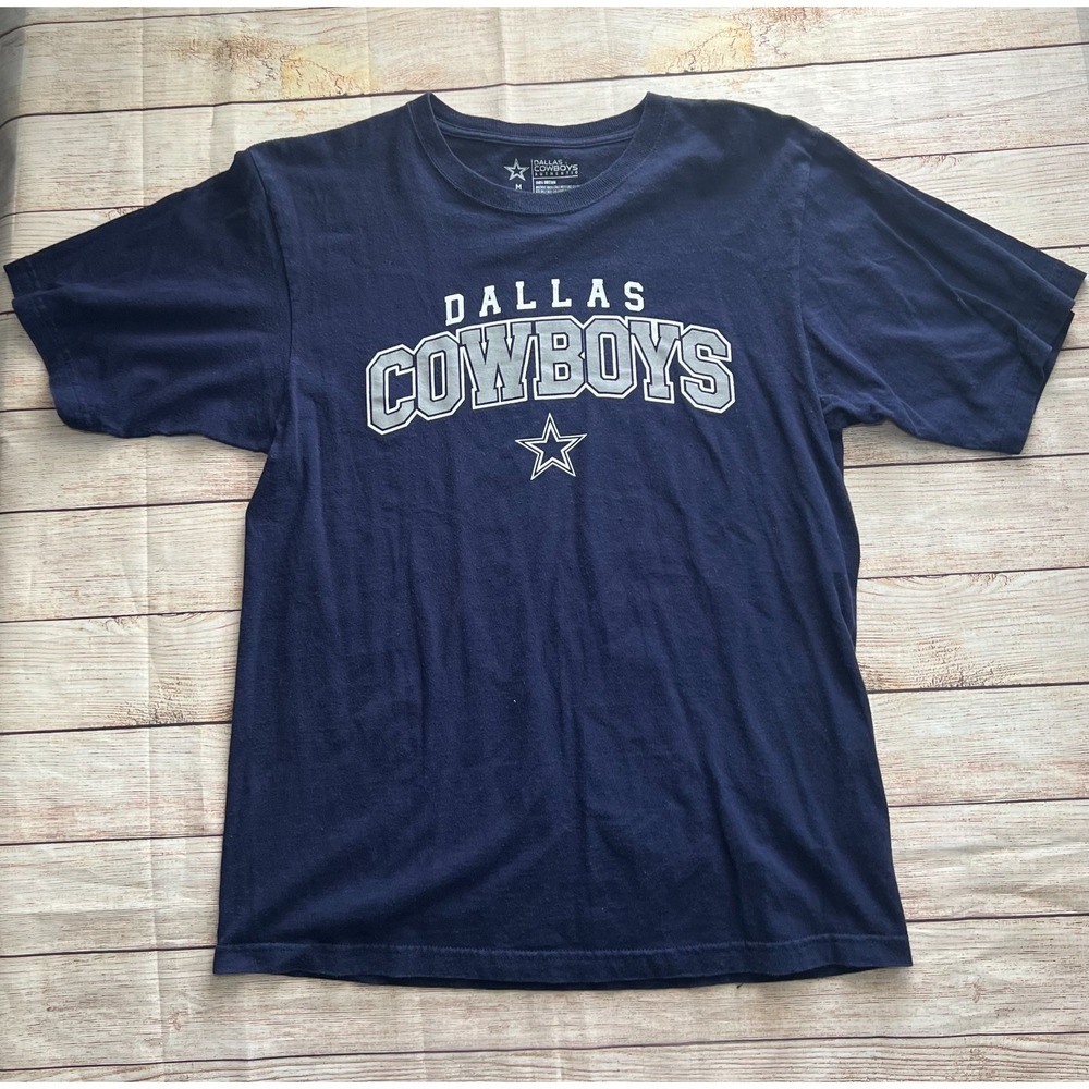 Dallas Cowboys Shirt Adult MED Navy Blue Short Sleeve Classic Fit NFL Football